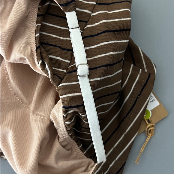 NWT OGL Asymmetrical Brown and White Striped Brami Top Size XS - Picture 6 of 7